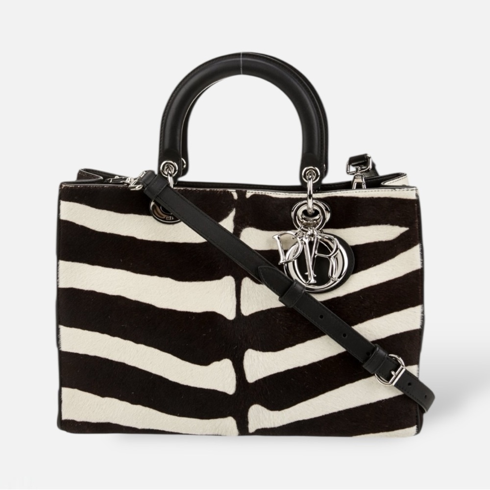 (Ultra Rare) Christian Dior Raf Simons Zebra Ponyhair Lady Dior Top Handle Bag